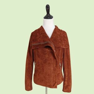 SL8 by Blank NYC Women's  Rust Brown‎ Faux Suede Leather Moto Jacket M
